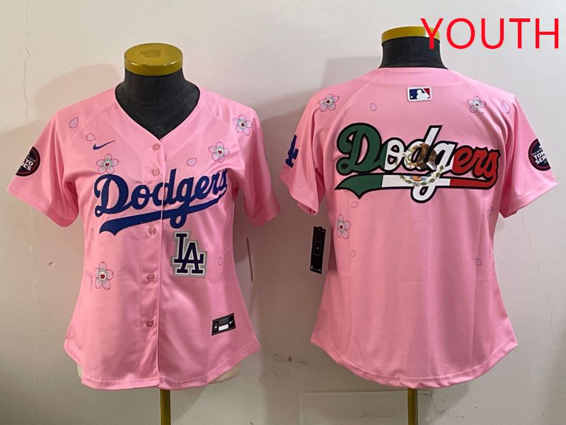 Youth Los Angeles Dodgers Blank Pink Sakura Edition 2025 Nike MLB Jersey style 12
